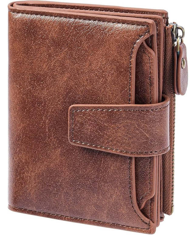 FALAN MULE Small Wallet for Women Leather Bifold Compact RFID Blocking Small Womens Wallet Purse