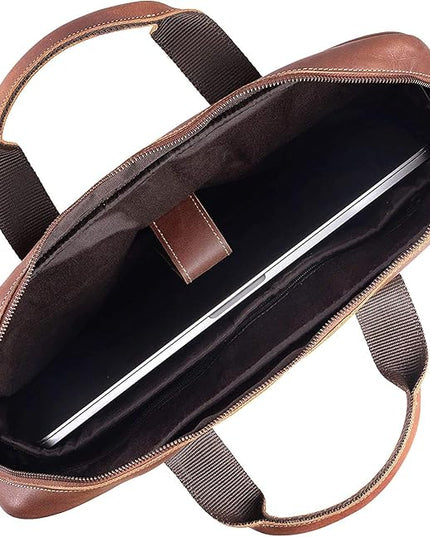 Leather briefcase 18 Inch Laptop Messenger Bags for Men and Women Best Office briefcase Satchel Bag (Tan)