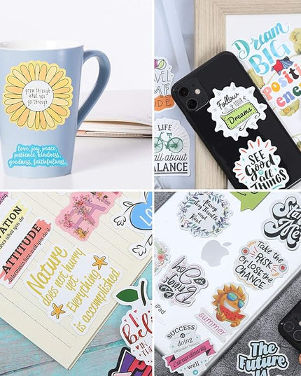 Quote Stickers, Positive Stickers 200Pcs Motivational Waterproof Vinyl Stickers for Water Bottle Hydroflasks Laptops Computers Vision Board for Women Adults Students Teachers Teens