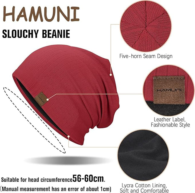 Slouchy Beanie for Men Women Soft Lightweight Running Beanie Hat Chemo Cap Skull Cap