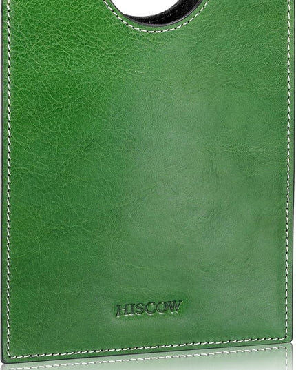 HISCOW Minimalist Passport Sleeve - Italian Calfskin (Green Vegetable-Tanned Leather)