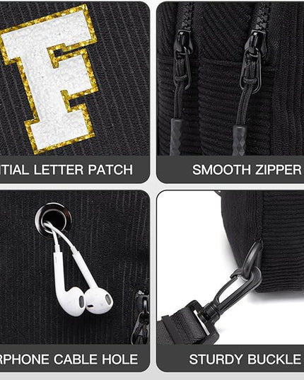 Viverte Small Corduroy Sling Bag Initial Crossbody Bag Fanny Pack for Girls Personalized Birthday Gifts for Teen Girls Gifts