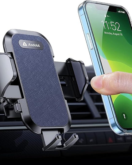 andobil 2026 Upgraded Car Phone Holder Mount for Vent, Military Sturdy Metal Clip Air Vent Phone Holder for Your Car Easy Used Cell Phone Car Mount, Blue