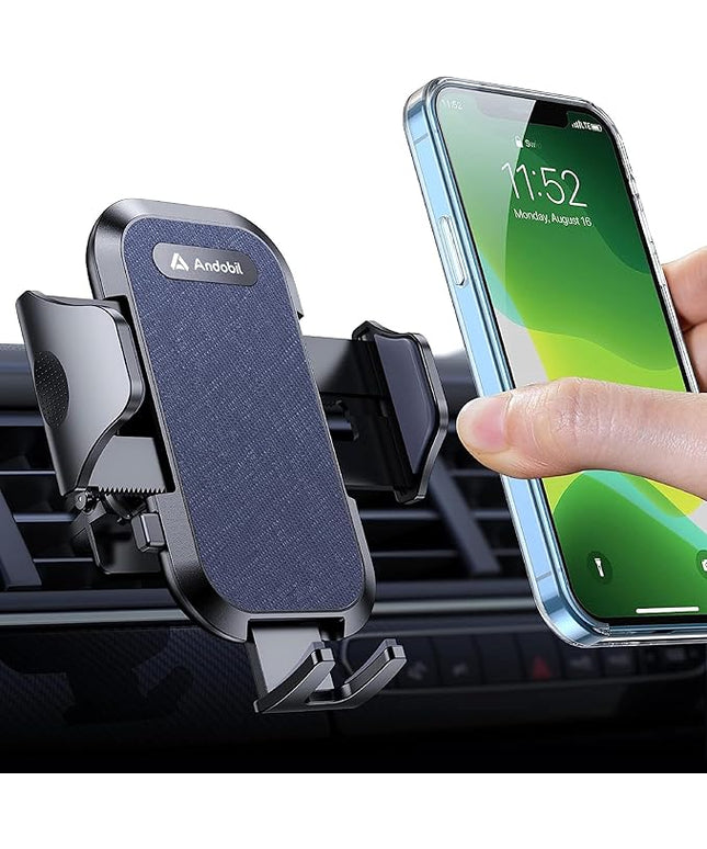 andobil 2026 Upgraded Car Phone Holder Mount for Vent, Military Sturdy Metal Clip Air Vent Phone Holder for Your Car Easy Used Cell Phone Car Mount, Blue