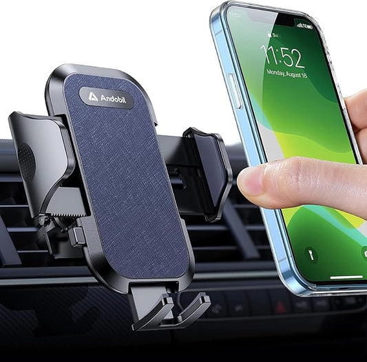 andobil 2026 Upgraded Car Phone Holder Mount for Vent, Military Sturdy Metal Clip Air Vent Phone Holder for Your Car Easy Used Cell Phone Car Mount, Blue