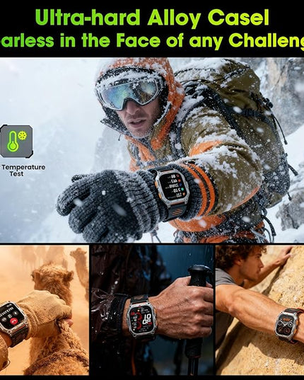 Smart Watches for Men, 2.01" HD Military Smart Watch with 1000mAh High-Capacity Battery/Led Flashlight/Answer/Make Call/Heart Rate/Sleep Monitor/Step Tracker, Fitness Tracker for Android/iPhone