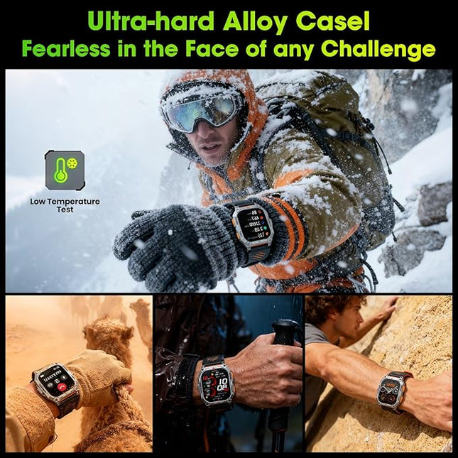 Smart Watches for Men, 2.01" HD Military Smart Watch with 1000mAh High-Capacity Battery/Led Flashlight/Answer/Make Call/Heart Rate/Sleep Monitor/Step Tracker, Fitness Tracker for Android/iPhone