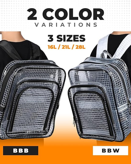 Large Clear Backpack, 15.7 Inches, ESD Anti-Static, Heavy Duty Transparent Cleanroom Tool Bag (White, 28L)