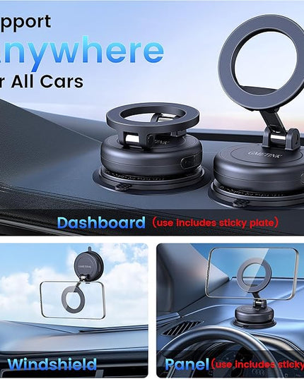 Car Phone Holder for Magsafe—360° Rotation and Dual-axis Adjustment Phone Mount, Up to 78LBS Suction, Compatible with Magsafe Case, for iPhone 17, 16, 15, 14, 13, and 12 Series.