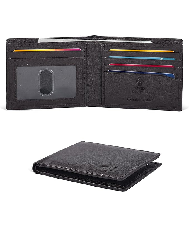 Oak Leathers Slim Leather Wallet for Men - RFID Wallets Credit Card Holder Ultra Thin Gift for Mens, Front Pocket Minimalist Design