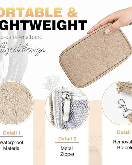 Passport Holder Family RFID Travel Document Organizer for Women Waterproof Passport Wallet Men Portable Case for Cards, Boarding Pass, ID, Money, Tickets with Zipper