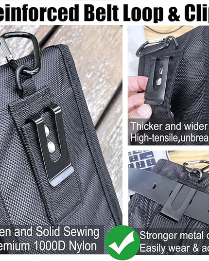 Belt Tool Pouch,Tactical Utility Pouch, Heavy-Duty Nylon EDC Multitool Organizer,Cell Phone Holder, Multi-Pockets Tool Holster Sheath Bag for Electricians Handymen Work Maintenance Dailylife Hiking