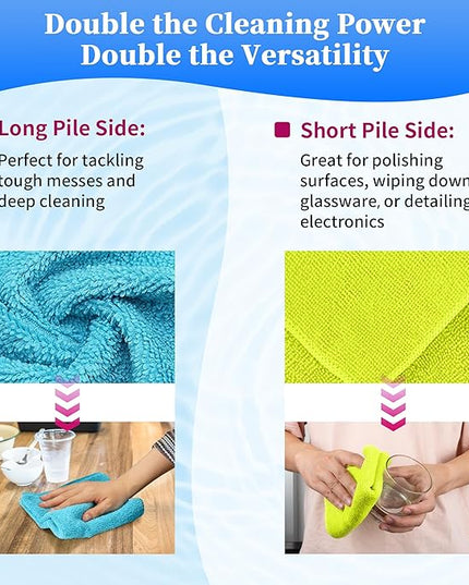 FIXSMITH Microfiber Cleaning Cloth - Pack of 12, Multi-Functional Towels, Size: 12 x 16 in, Highly Absorbent Rags, Lint-Free, Streak-Free for Car, Kitchen, Home, Office