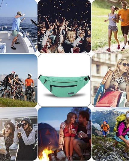 MAXTOP Large Crossbody Fanny Pack with 4-Zipper Pockets,Gifts for Enjoy Sports Festival Workout Traveling Running Casual Hands-Free Wallets Waist Pack Phone Bag Carrying All Phones