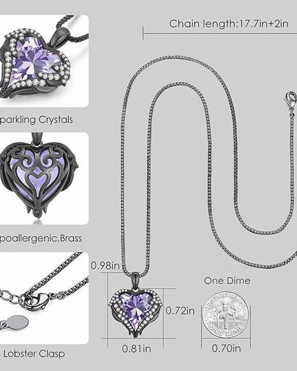 CDE Christmas Gifts for Women Angel Wings Necklace for Women with Birthstone, Love Heart Silver Tone/Gold Tone Pendant, Ideal Anniversary or Birthday Jewelry Gifts for Wife Girlfriend Her
