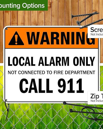 Warning Local Alarm Only Not Connected To Fire Department Call 911 Sign, 24x30 Inches, Rust Free .063 Aluminum, Fade Resistant, Made in USA by My Sign Center