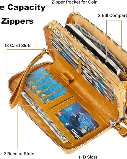 Lavemi Small Compact Women Wallet RFID Blocking Genuine Leather Bifold Purse with ID Windows
