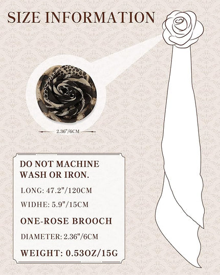 Chiffon Scarf for Women, Removable Flower Neck Scarf Light Soft Fashion Rose Scarves Versatile Headband or Hair Band