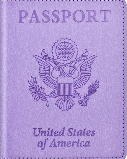 Passport and Vaccine Card Holder Cover Combo, Passport Case /Wallet with Vaccine Card Slot for Women and Men(AL-Purple)