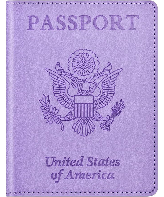 Passport and Vaccine Card Holder Cover Combo, Passport Case /Wallet with Vaccine Card Slot for Women and Men(AL-Purple)