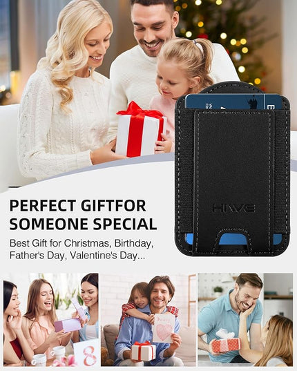 HiWe for MagSafe Wallet for Galaxy S25/S24 Series with Magnetic Case and iPhone 17/16/15/14/13/12 Series, No Case, 6 Cards Holder, RFID Leather Slim, Black