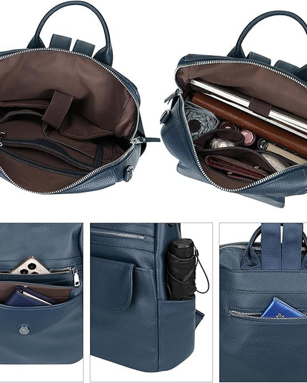 ALTOSY Genuine Leather Backpack Purse for Women Large Convertible Shoulder bag Ladies Crossdody Bag with Tassel(S115 Indigo Blue)