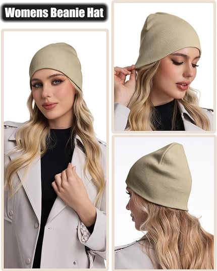 choshion 100% Cotton Beanie Hat, Cuffless Beanies Warm Knit Winter Skull Cap, Unisex Soft Fisherman Hats for Women Men