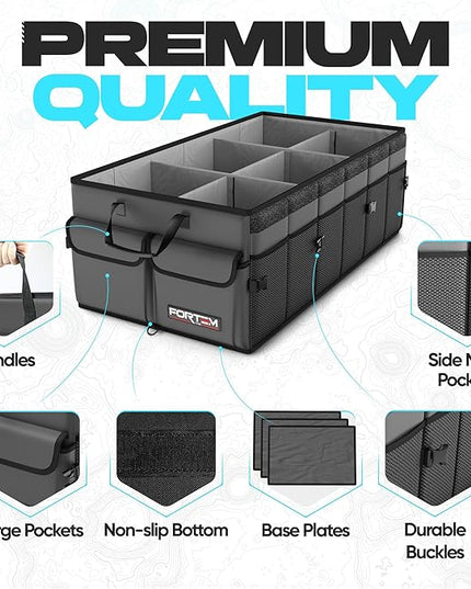 FORTEM Trunk Organizer For SUV Car Trunk Organizer, Foldable Storage, Car Accessories for Women Men, Collapsible Bag, Perfect Christmas Gifts, 600D Oxford, Non Slip Bottom, Straps, Soft Cover (85L)