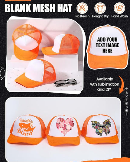 10 Pcs Sublimation Blank Trucker Hats Bulk Mesh Baseball Cap Polyester Mesh Trucker Hat for Men and Women