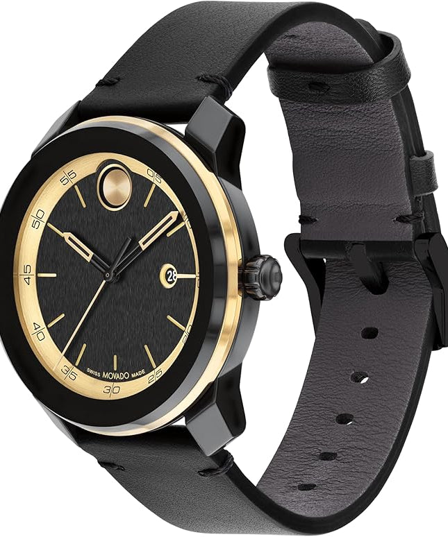 Movado Bold TR90 Ultra Modern Watch for Men and Women - Swiss Quartz 3H Movement, Leather Strap - Water Resistant 3ATM/30 Meters - Sporty Style Wristwatch for Everyone - 42mm
