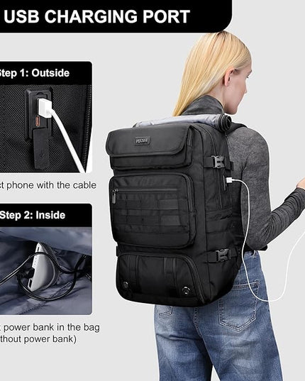 PIJUSHI Travel Backpack for Women Carry on Luggage Backpack Airline Approved Duffle Bag Rucksack with Shoe Compartment(PE048 Black)