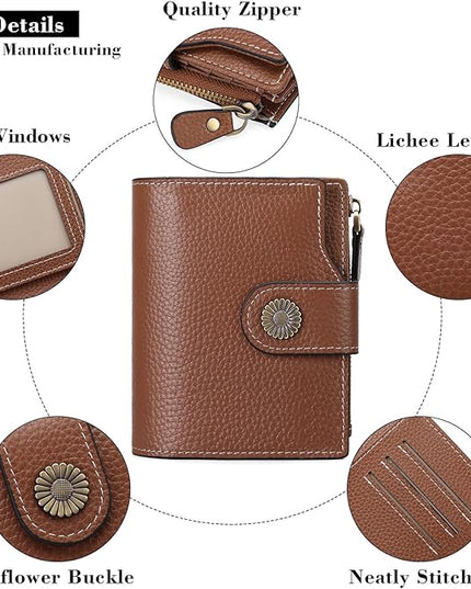 FALAN MULE Small Wallet for Women Leather Bifold Compact Small Womens Wallet with RFID Blocking