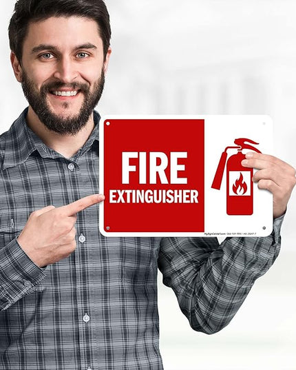 Fire Extinguisher Graphic Sign, 10x7 Inches, 55 mil thick HDPS (high density polystyrene), Made in USA by My Sign Center