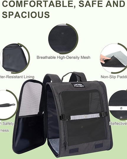 Dog Carrier Backpack for Cats and Puppies,up to 13 lbs,Portable and Breathable Mesh, Storage Pockets, and Built-in Safety,Pet Carrier for Hiking and Outdoor Use,Black