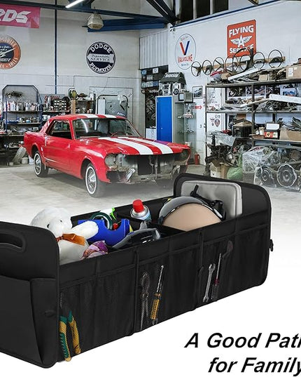 Femuar Large Capacity Trunk Organizer, Waterproof Car Accessory, Non-Slip, Foldable, Suitable for All Vehicles, Black