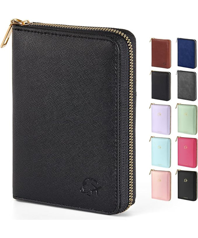 Forvencer Passport Holder Cover with Safe Zipper Closure, Premium Passport Wallet for Travel, Cute RFID Blocking Card Case, Waterproof Travel Accessories for Women, Cross Black