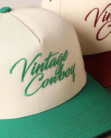 MIRMARU Two-Tone Vintage Canvas Trucker Hats for Men & Women, Adjustable Size Baseball Caps with Trendy Embroidered Design