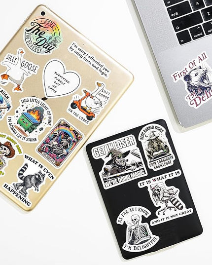 200 PCS Funny Holographic Stickers for Adults, Waterproof Vinyl Sarcastic Meme Decals for Laptop, Water Bottle, Phone, Kindle, Journal, Scrapbook, Bumper, Skateboard, Luggage, No Repeats