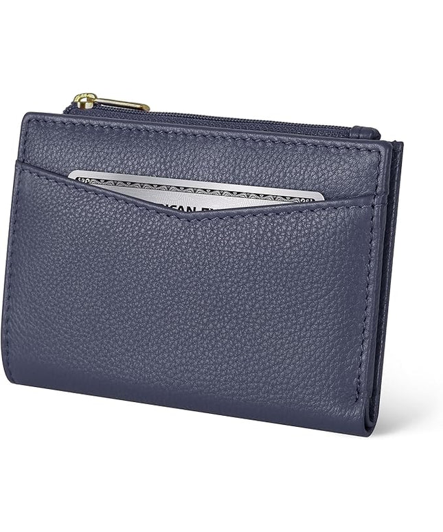 Oak Leathers Leather Wallet For Women - Small RFID Coin Purse Credit Card & ID Holder for Ladies, Gift for Women's, Bifold Wallets (Nappa Blue)