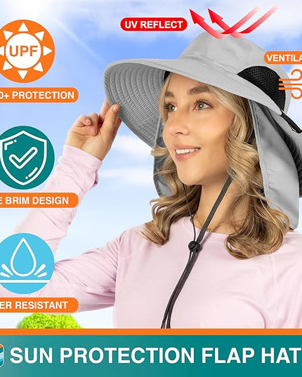 SUN CUBE Wide Brim Sun Hat Men Women, Fishing Hats Sun UV Protection, Mens Hiking Bucket Hat Safari Beach Boonie, UPF 50+