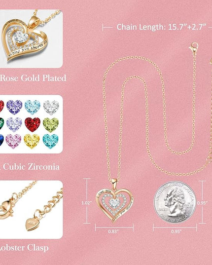REDBEE Necklaces for Women Birthstone Heart Necklace Jewelry for Wife Girlfriend Woman Necklace