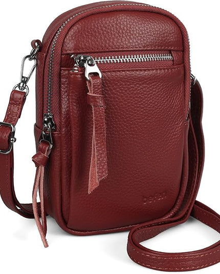 befen Genuine Leather Crossbody Cell Phone Purse for Women, Small Zip Around RFID Blocking Crossbody Wallet Bags