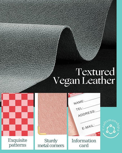 Slohif Passport Holder Lugguage Tag Set Suitcase Cover Wallet Case for Travel Women - Leather Passport Book Personalized Organizer Card Protector Sleeve Essentials Slim Carrier Check