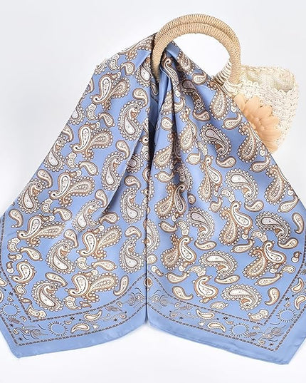 MINIDORA Satin Scarves for Women 27.5 × 27.5 inches Medium Square Elegant Silk Feeling Head Scarf