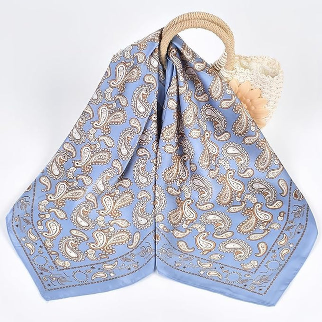 MINIDORA Satin Scarves for Women 27.5 × 27.5 inches Medium Square Elegant Silk Feeling Head Scarf