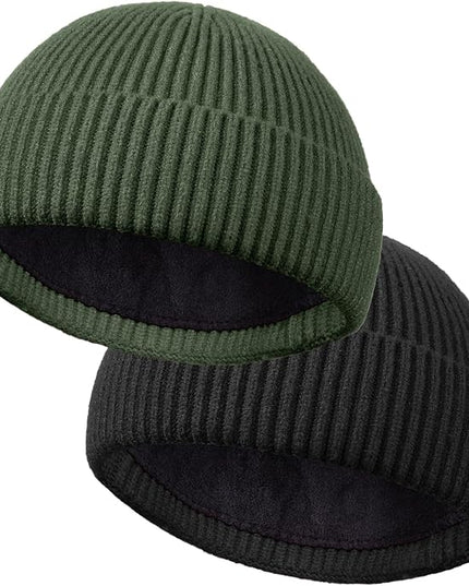ROYBENS Wool Fisherman Beanie for Men Women, Knit Cuffed Fleece Lined Beanies Winter Warm Hat Skull Cap Unisex