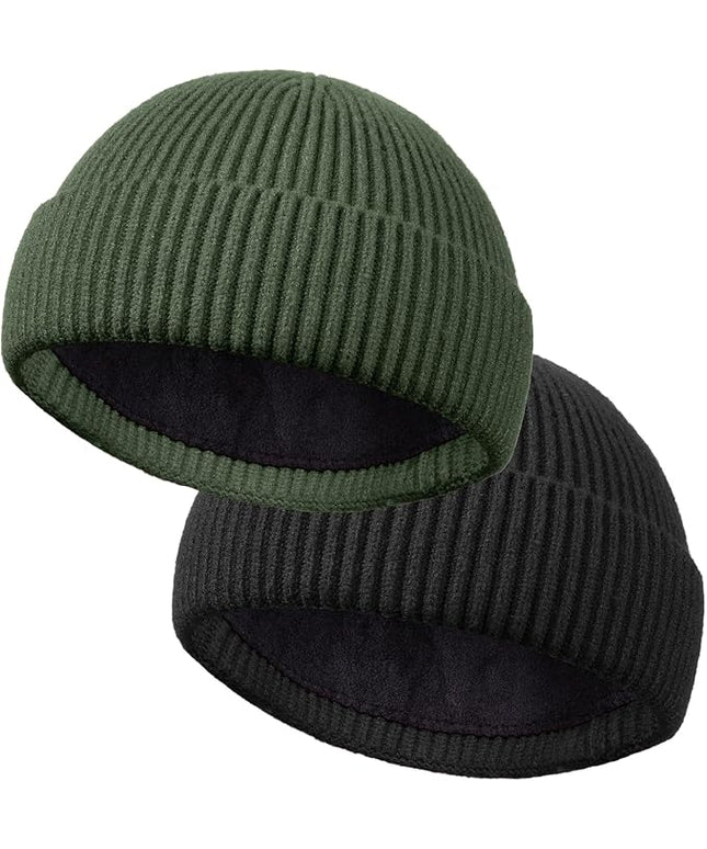 ROYBENS Wool Fisherman Beanie for Men Women, Knit Cuffed Fleece Lined Beanies Winter Warm Hat Skull Cap Unisex