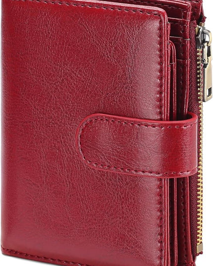 GAEKEAO Womens Wallet Small Leather RFID Blocking Bifold Zipper Pocket Wallet Card Case Purse with ID Window