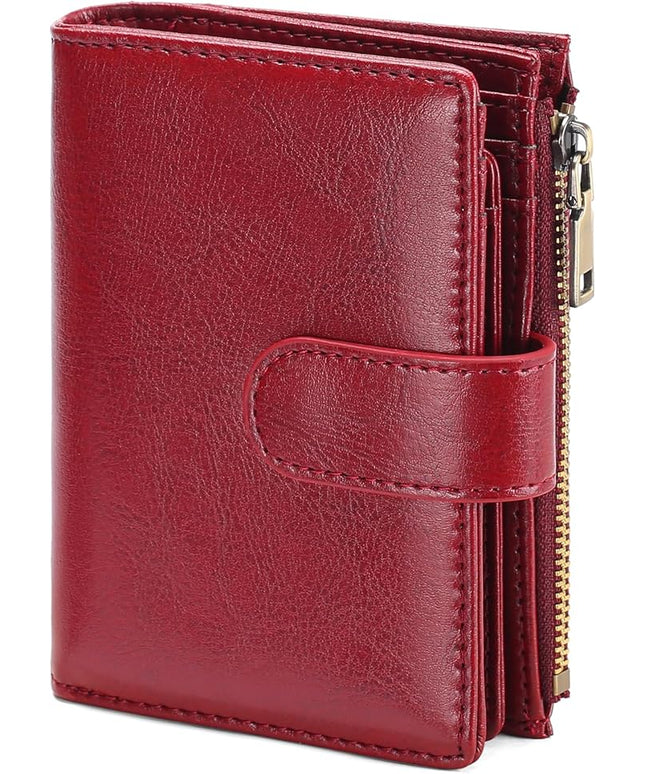 GAEKEAO Womens Wallet Small Leather RFID Blocking Bifold Zipper Pocket Wallet Card Case Purse with ID Window