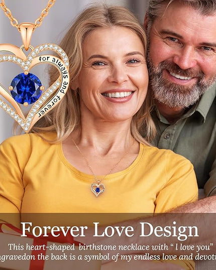 CDE Forever Love Heart Necklaces for Women, Wedding Anniversary, Birthday Mothers Day Christmas Day Gifts for Mom, Mother, Wife, friend, S925 Silver Jewelry with Birthstone Pendant